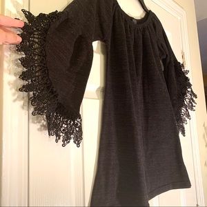 Win Win black blouse shirt fancy lace sweater fun